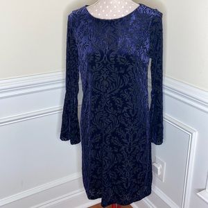 Label By 5 Twelve Crushed Velvet Blue Dress Sz S